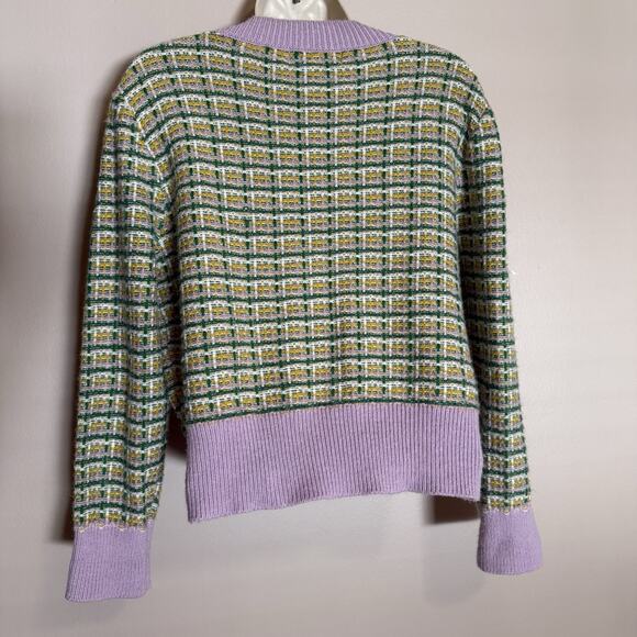 Cider Pastel Plaid Cardigan Sweater Women’s Size M Small Button Cropped Cardigan - Picture 4 of 8